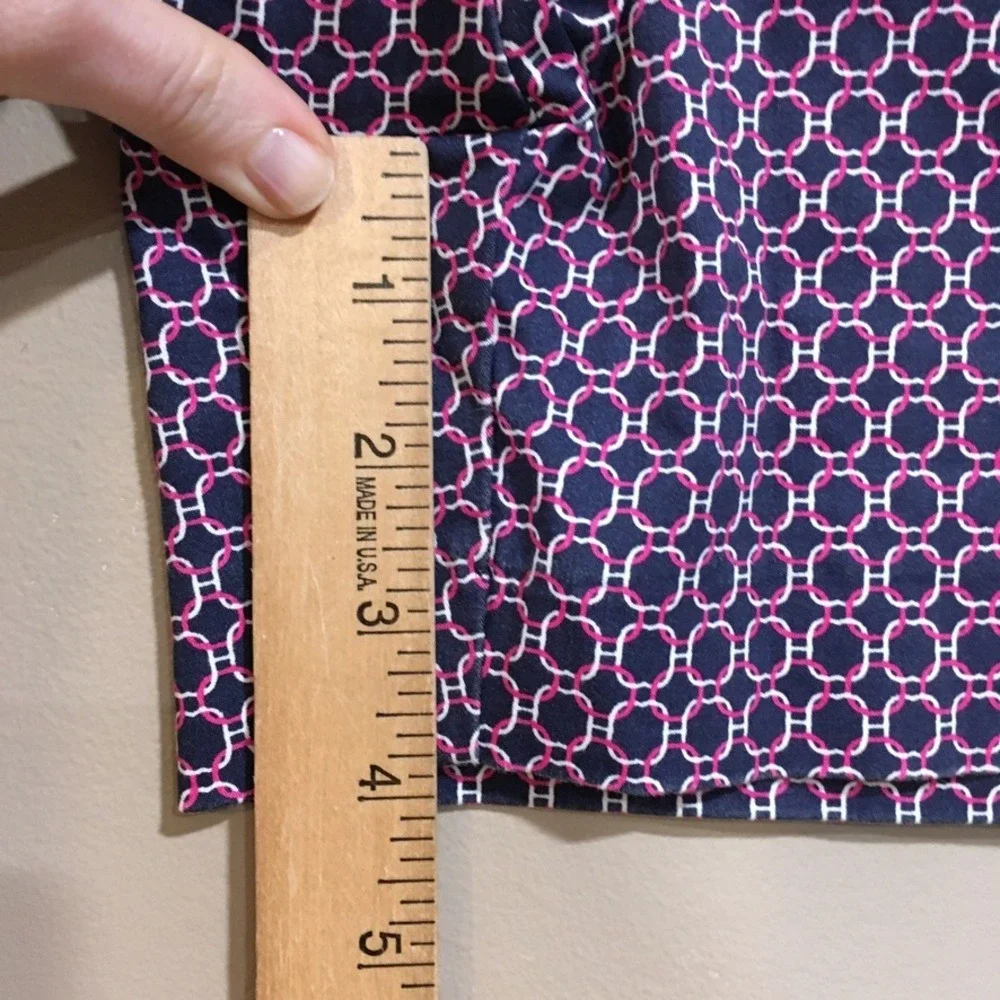 Willi Smith Chain Link Print Shorts Womens 6 Navy Pink Preppy Resort Old Money